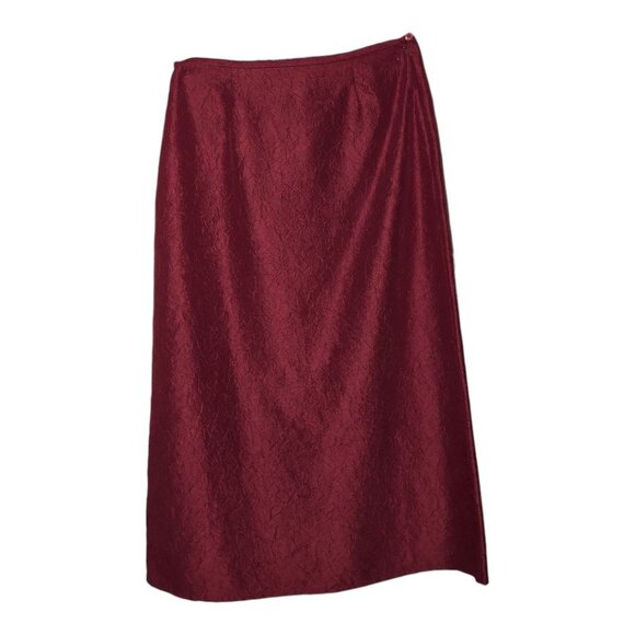 Eileen Fisher Silk Skirt Red Crinkle Maxi A Line Womens Medium - Picture 1 of 7